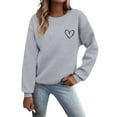 thumbnail image 1 of Women Valentine's Day Sweatshirts Fashion Love Heart Graphic Long Sleeved Round Neck Blouse Fall Winter Comfy Loose Pullover Tops, 1 of 4