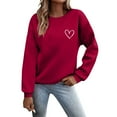 thumbnail image 1 of Women Valentine's Day Sweatshirts Fashion Love Heart Graphic Long Sleeved Round Neck Blouse Fall Winter Comfy Loose Pullover Tops, 1 of 4
