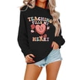 thumbnail image 1 of Women Valentine's Sweatshirt Love Heart Print Shirts Teacher Letter Print Long Sleeve Crew Neck Pullover Hoodie Tops, 1 of 4