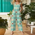 thumbnail image 1 of Women Valentines Baggy Overall Cute Heart Pattern Printed Wide Leg Rompers Long Valentine Overalls with Pockets, 1 of 6