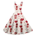 thumbnail image 1 of Women Valentines Day A Line Dress with Adjustable Spaghetti Straps Vintage Inspired Fit and Flare Watermelon Red L, 1 of 6