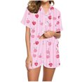 thumbnail image 1 of Women Valentines Day Pajamas Set Short Sleeve Button Shirt and Shorts Matching Sets 2 Piece Loungewear Women Pajama Sets, 1 of 6