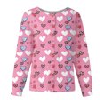 thumbnail image 1 of Women Valentines Day Scrub Jackets Plus Size Casual Button Snap Front Cute Love Hearts Graphic Scrub Tops Loose Long Sleeve Scrubs Nursing Uniform Medical Nurse Workwear with Pockets Purple Pink S, 1 of 5