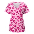 thumbnail image 1 of Women Valentines Day Scrub Tops Cute Candy Couple Love Heart V-Neck Short Sleeve T-Shirts Casual Lover Funny Trendy Loose Fit Pullover Tees, 1 of 2