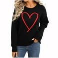 thumbnail image 1 of Women Valentines Day Sweater Crew Neck Cute Heart Sweaters Long Sleeve Casual Ribbed Knit Pullover Top Black, M, 1 of 7