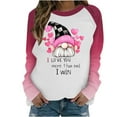 thumbnail image 1 of Women Valentines Day Sweatshirts Long Sleeve Hearts Letter Printed Color Block Raglan Pullover Crewneck Cute Tops (5XL, Pink B), 1 of 5