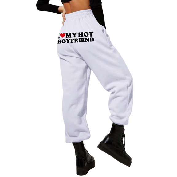 Women Valentines Day Trousers Print Bottom Sweatpants Pockets High Waist Sporty Gym Athletic Fit Jogger Pants