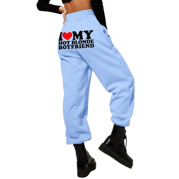 Women Valentines Day Trousers Print Bottom Sweatpants Pockets High Waist Sporty Gym Athletic Fit Jogger Pants