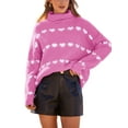 thumbnail image 1 of Women Valentines Day Turtleneck Sweaters Heart Print Long Sleeve Casual Pullovers Spring Knit Tops, 1 of 2