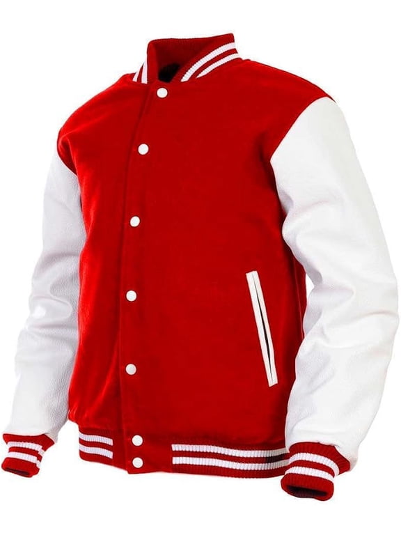 Women Varsity Jacket Genuine Leather Sleeve and Wool Blend Letterman Ladies Girls College Varsity Jackets