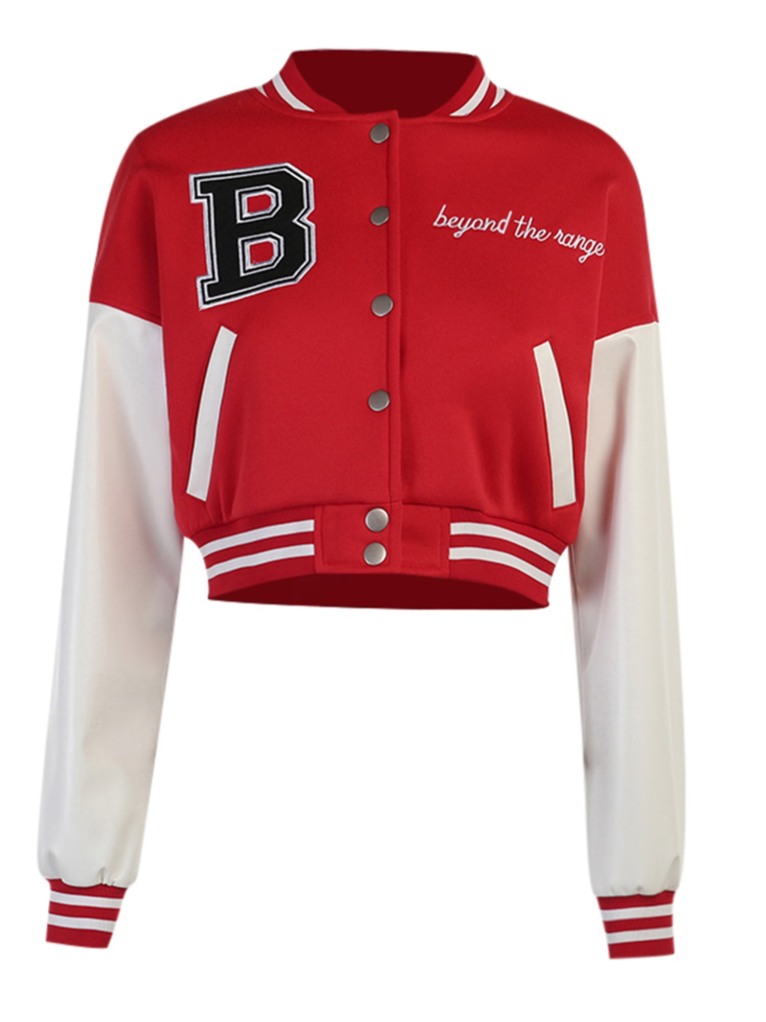  Women Varsity Jacket Long Sleeve Cropped Baseball Jacket Bomber  Coats Y2k Streetwear Fashion : Clothing, Shoes & Jewelry