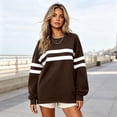 thumbnail image 1 of Women Varsity‑Style Striped Sweatshirt Oversized Long Sleeve Pullover Crew Neck Casual Fashion Tops, 1 of 5