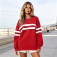 thumbnail image 1 of Women Varsity‑Style Striped Sweatshirt Oversized Long Sleeve Pullover Crew Neck Casual Fashion Tops, 1 of 5
