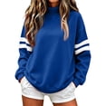 thumbnail image 1 of Women Varsity Sweatshirt Long Sleeve Casual Oversized Pullover Striped Sleeve Loose Fit Athletic Top, 1 of 4