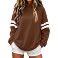 thumbnail image 1 of Women Varsity Sweatshirt Long Sleeve Casual Oversized Pullover Striped Sleeve Loose Fit Athletic Top, 1 of 4