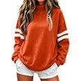 thumbnail image 1 of Women Varsity Sweatshirt Long Sleeve Casual Oversized Pullover Striped Sleeve Loose Fit Athletic Top, 1 of 4