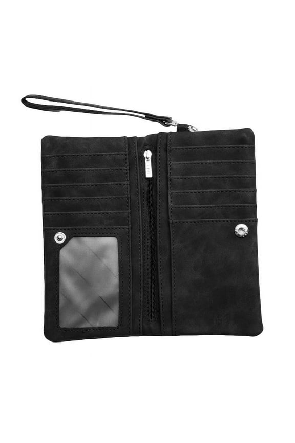 Women Vegan Leather Wallet Wristlet with hand Strap, High Capacity & Multi-functional, Super Soft Leather Clutch Purse