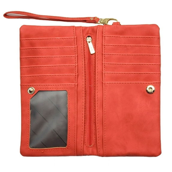 Women Vegan Leather Wallet Wristlet with hand Strap, High Capacity & Multi-functional, Super Soft Leather Clutch Purse