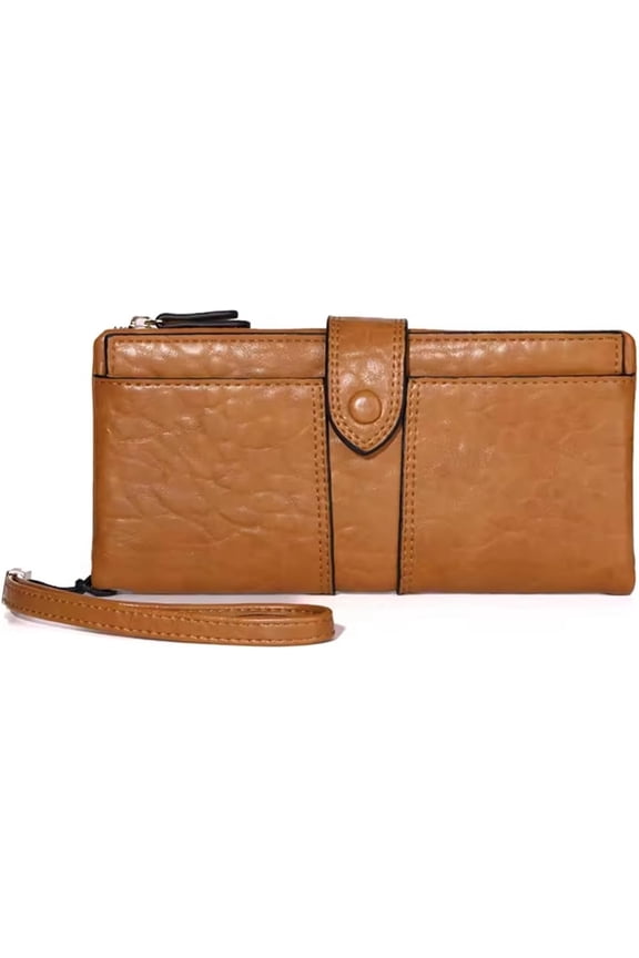 Women Vegan Leather Wristlet Wallet Clutch. Large capacity 20 Credit Card Holder 2 ID Photo window Coin Purse (Black)