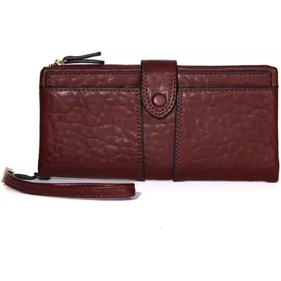 Women Vegan Leather Wristlet Wallet Clutch. Large capacity 20 Credit Card Holder 2 ID Photo window Coin Purse (Black)