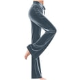 thumbnail image 1 of Women Velour Pants Elastic Waist Drawstring Soft Comfy Velvet Straight Leg Sweatpants with Pockets Dark Gray S, 1 of 7