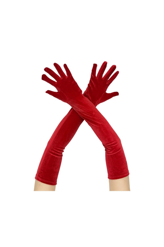 Women Velvet Long Gloves Retro Elbow Length Gloves 1920s Flapper Opera Party Gloves