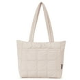 thumbnail image 1 of Qulited Puffer Tote Handbag Stylish Tote Bag for Women Single Shoulder Bag with Handle - Stylish and Lightweight Minimalist Chic Work Commute, Beige, 1 of 7
