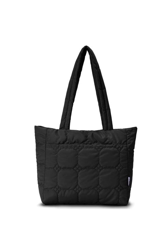 Qulited Puffer Tote Handbag Stylish Tote Bag for Women Single Shoulder Bag with Handle - Stylish and Lightweight Minimalist Chic Work Commute, Black
