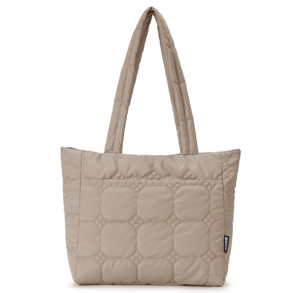 Qulited Puffer Tote Handbag Stylish Tote Bag for Women Single Shoulder Bag with Handle - Stylish and Lightweight Minimalist Chic Work Commute, Khaki