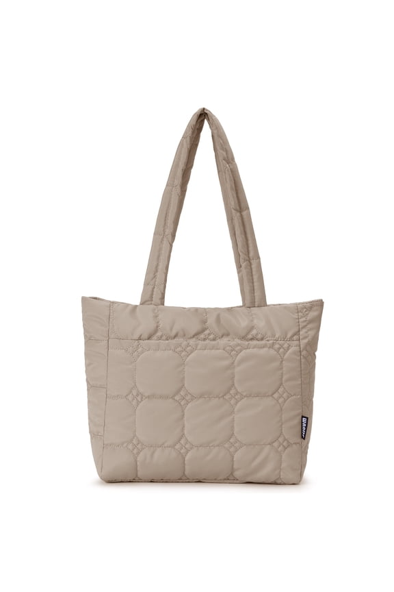 Qulited Puffer Tote Handbag Stylish Tote Bag for Women Single Shoulder Bag with Handle - Stylish and Lightweight Minimalist Chic Work Commute, Khaki