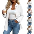thumbnail image 1 of Women Vertical Striped Button Down Shirt Loose Long Sleeve Lapel Blouse Multi Dopamine Colors Versatile Open Front Layer Top for Autumn Winter Daily Fashion, 1 of 6