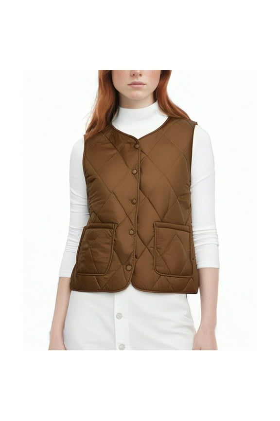 Women Vest Autumn And Winter New Down Vest New Vest Jacket Embroide Utility Jacket Western Style Vests for Women Fashion plus Size Women's Vests Fashion Pocket Vest Women Pa Vest Thin Quilted Vest