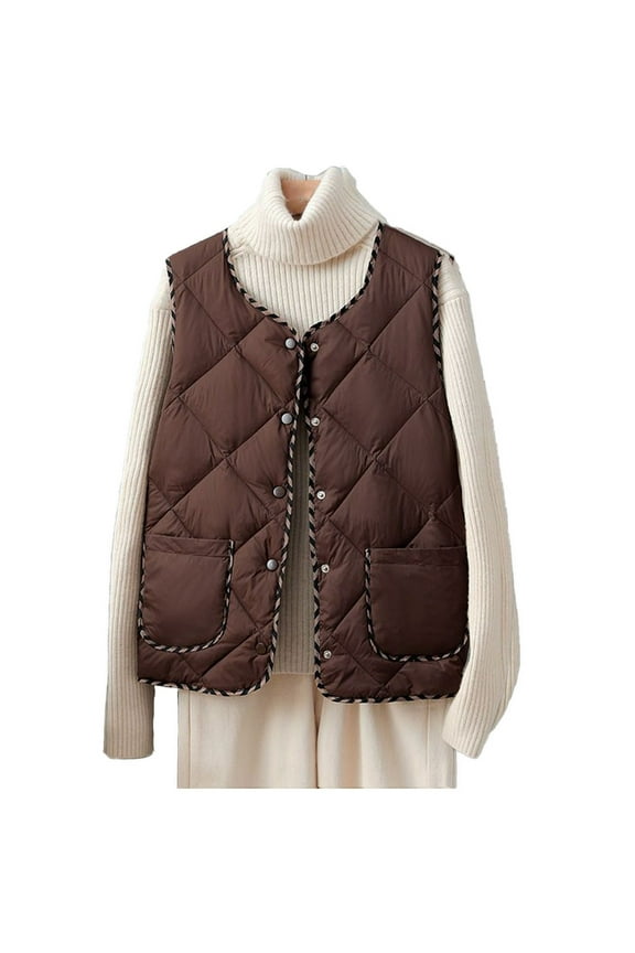 Women Vest Autumn And Winter New Down Vest New Vest Jacket Womens Fashion plus Size Coat for Women Petite Ladies Vests Lightweight with Pockets Ladies Casual Vests Sleeveless Cardigan Womens