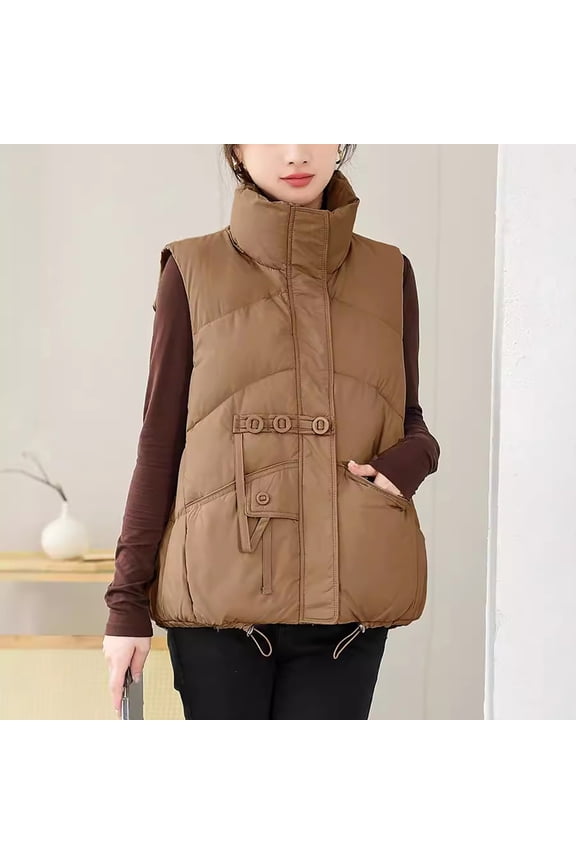 Women Vest Cropped Lightweight Button Down Quilted Vest Sleeveless Padded Gilet Coat With Pockets Parks Jacket Winter Jacket Women Jacket Hood Women Rain Proof Jackets Women O Coat Womens plus Size