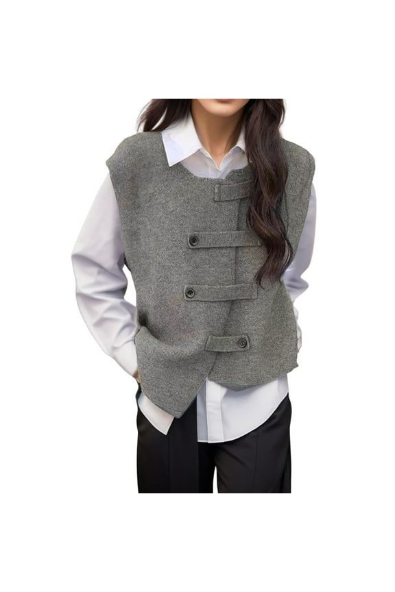 Women Vest Knitted Sleeveless Sweater Pullover Top Casual Retro