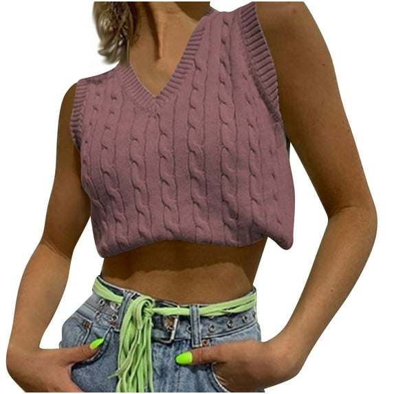 Women Vest Shirt Vneck Knitwear Tops Sleeveless Rib Blouses Crop Tshirts Clothing