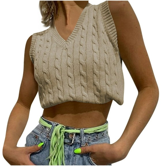 Women Vest Shirt Vneck Knitwear Tops Sleeveless Rib Blouses Crop Tshirts Clothing