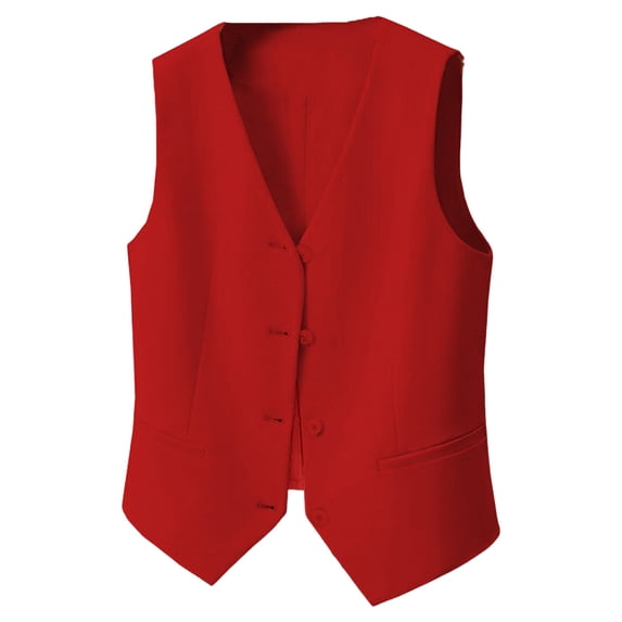 Women Vest Single-breasted Solid Color Sleeveless V Neck Slim Fit Formal Business Style Cardigan Retro Office Wedding Banquet Waistcoat