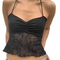 thumbnail image 1 of Women Vest, Sleeveless Lacing Halterneck Backless Flower See-through Patchwork Summer Tops for Club Party, 1 of 6