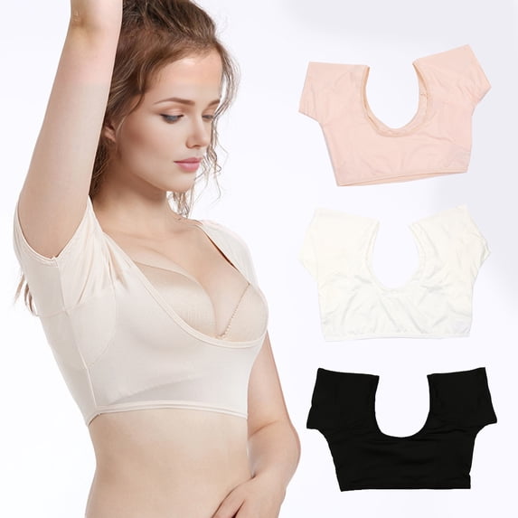Women Vest Sweat Pads Washable Underarm Sweatproof Pads Elastic Breathable Reusable Anti-Sweat Pads -Beige1,M