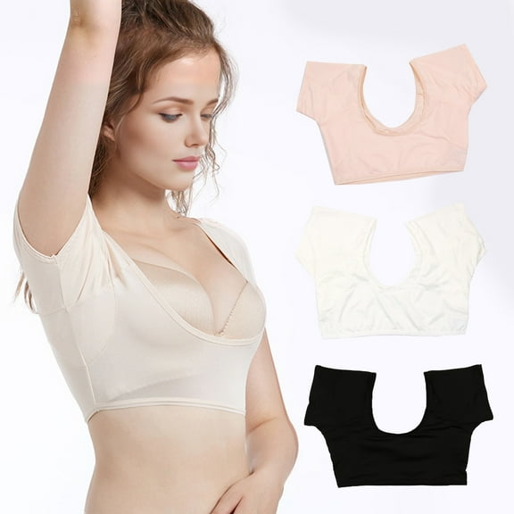 Women Vest Sweat Pads Washable Underarm Sweatproof Pads Elastic Breathable Reusable Anti-Sweat Pads -Black,S