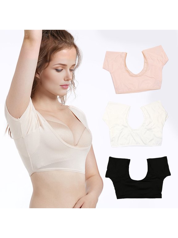 Women Vest Sweat Pads Washable Underarm Sweatproof Pads Elastic Breathable Reusable Anti-Sweat Pads -White 1,S