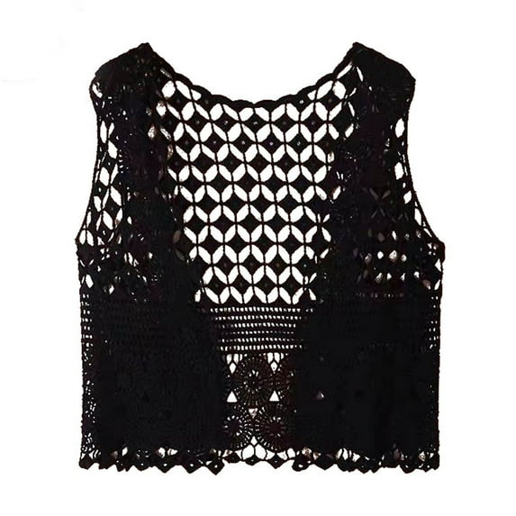 Women Vest Women's Sleeveless Knitted Hollow Vest Retro Crochet Cardigan for Summer Spring Autumn Sleeveless Cardigan
