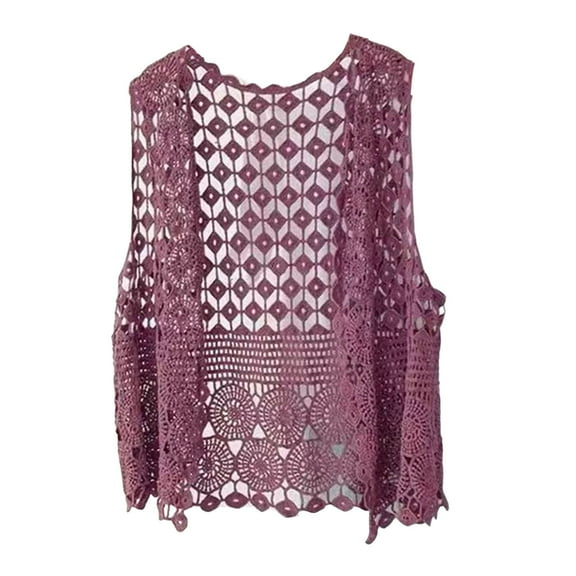 Women Vest Women's Sleeveless Knitted Hollow Vest Retro Crochet Cardigan for Summer Spring Autumn Sleeveless Cardigan