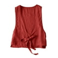thumbnail image 1 of Women Vests Cotton Linen Sleeveless V Neck Button Open Front Polyester Spring Summer Casual Wear, 1 of 5