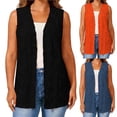 thumbnail image 1 of Women Vests Fashion Casual Plus Size Sleeveless Cardigan Soft Knit Dressy Ladies Vest Tops Navy XL(XL), 1 of 9