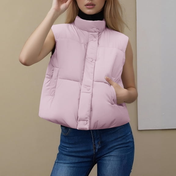 Women Vests Puffer Vest Button Down Sleeveless Lightweight Vests Winter Vest Womens Down Vest