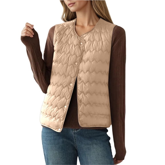 Women Vests Puffy Vest Women Button Down Sleeveless Lightweight Vests Cute Winter Outfits cute vest
