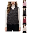 thumbnail image 1 of Women Vests Zaewscy Women V‑Neck Quilted Vest Sleeveless Zip Up Lightweight Padded Gilet with Side Pockets Black XL, 1 of 9