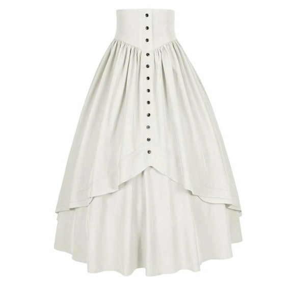 Women Victorian Skirt Medieval Renaissance Peasant Pirate Skirts Floor High Waisted Layered Fluttering Long Skirt